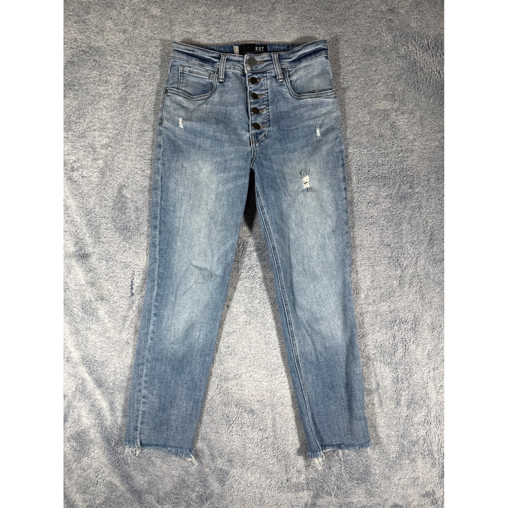 Kut from the Kloth Rachael Fab Ab Mom Jeans Light Wash Button Fly Size 0 9147